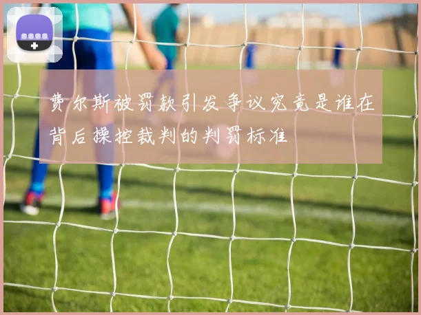 费尔斯被罚款引发争议究竟是谁在背后操控裁判的判罚标准